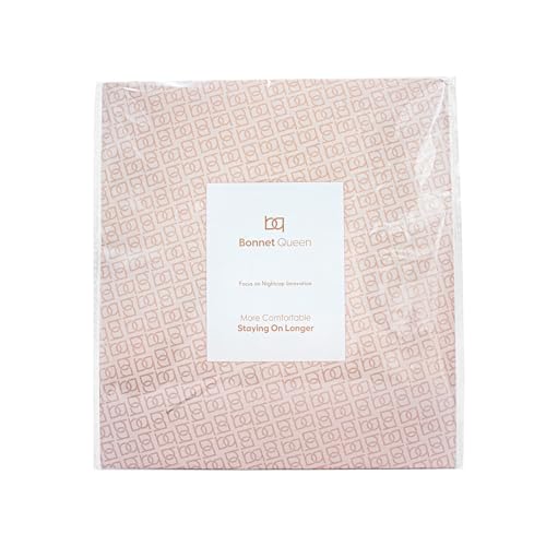 BONNET QUEEN Silk Bonnet for Sleeping Women Satin Bonnet Night Sleep Cap Wrap for Curly Hair with Adjustable Tie Band, Single Layer, Black+Rose Gold