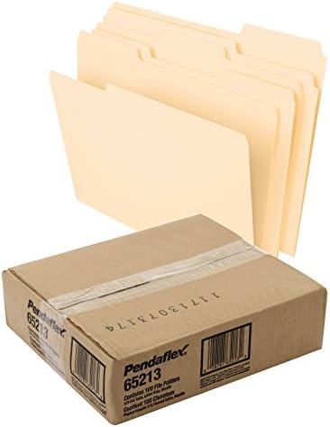 Brady Authentic (M21-750-595-WT) All-Weather Vinyl Label for Indoor/Outdoor ID & Pendaflex File Folders, Letter Size, 8-1/2" x 11", Classic Manila, 1/3-Cut Tabs in Left, Right