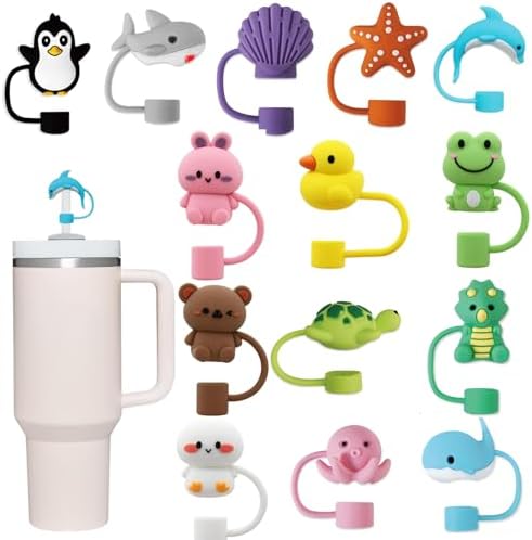 14Pc Straw Cover for Stanley Cup, Silicone Straw Topper for Stanley Cup 30&40oz with Tumblers, 10mm 0.4in Lid Accessories (Reusable)