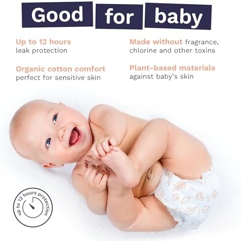Pura Size 5 Eco-Friendly Diapers (24-35 lbs) Totally Chlorine Free (TCF), Hypoallergenic, Soft Organic Cotton, Sustainable, up to 12 Hours Leak Protection, Allergy UK, 6 Packs of 20 (120 Diapers)