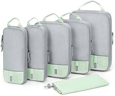 BAGSMART 6 Set Compression Packing Cubes - Lightweight Travel Essentials, Durable Luggage Organizer