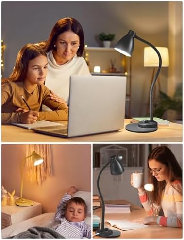 BOHON LED Desk Lamp with USB Charging Port 3 Color Modes Dimmable Reading Light Intelligent Induction Auto Dimming Task Lamp Flexible Gooseneck Table Lamp for Bedside Office, AC Adapter Include