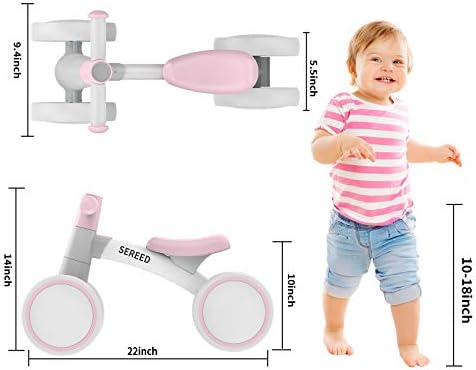 SEREED Baby Balance Bike for 1 Year Old Boys Girls 12-24 Month Toddler Balance Bike, 4 Wheels Toddler First Bike, First Birthday Gifts