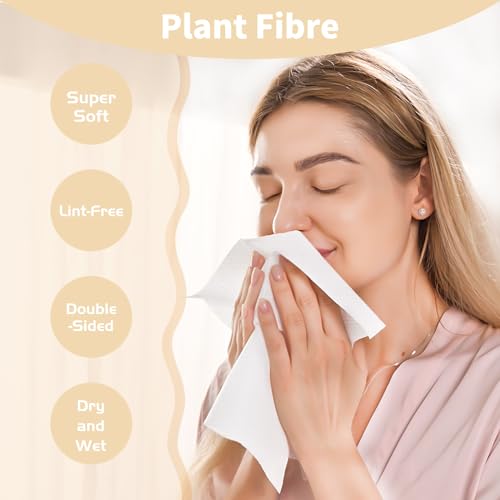 Face Towels, 10"×12" Disposable Face Towel, Face Towelettes XL, Ultra Soft Makeup Remover Dry Wipes, Thick Face Towel for Cleansing,Storage Box with Cover,50 Count (Style02)