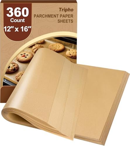 360 Count 12"x 16" Heavy Duty Parchment Paper Sheets for Baking, No-Stick & No-Leak Unbleached Baking Paper, Pre-cut Half Parchment Paper Sheets for Oven, Air Fryer, Microwave