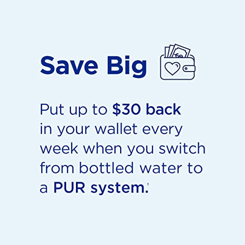 PUR PLUS Horizontal Faucet Mount Water Filtration System with 3-in-1 Lead Reducing Filter for Great-Tasting Filtered Tap Water, Lasts 100 Gallons, Fits Most Kitchen or Bathroom Faucets, Metallic Grey