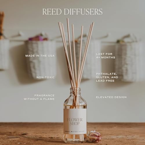 Sweet Water Decor Non-Toxic Cashmere and Vanilla Reed Diffuser Set, Cashmere, Sandalwood, Milky Coconut, Bourbon Vanilla Scented Diffuser for Home, Light Fragrance, Made in the USA, 3.5 FL OZ