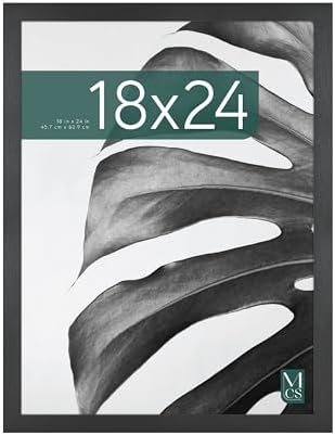 MCS Studio Gallery 18x24 Poster Frame Black Woodgrain, Vertical & Horizontal Wall Hanging Large Picture Frame for Photos, Posters & Art Prints (1-Pack)