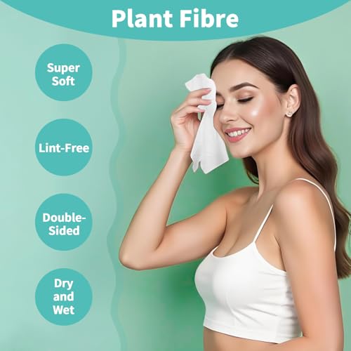 Face Towels, 10"×12" Disposable Face Towel, Face Towelettes XL, Ultra Soft Makeup Remover Dry Wipes, Thick Face Towel for Cleansing,300 Count (6 Pack)