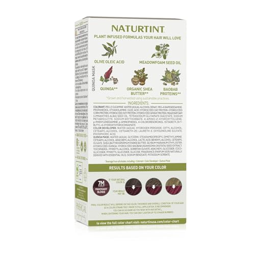Naturtint 7M Mahogany Blonde Permanent Hair Color (Pack of 6), Ammonia Free, Vegan, Cruelty Free, up to 100% Gray Coverage, Long Lasting Results (Packaging may vary)
