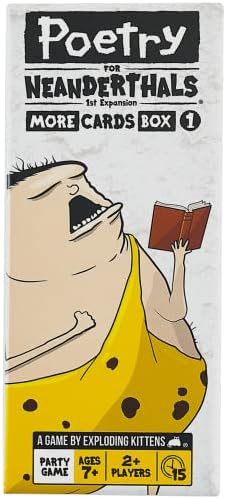 Exploding Kittens Poetry for Neanderthals Expansion Pack 2+ Players - Ages 7+ - 15 Minutes to Play - Original Game Required, 500 Cards - Party Game, Family Game Night, Kid and Adult Card Game