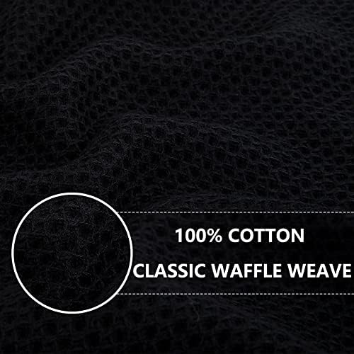 Homaxy 100% Cotton Waffle Weave Kitchen Dish Cloths, Ultra Soft Absorbent Quick Drying Dish Towels, 12 x 12 Inches, 6-Pack, Black