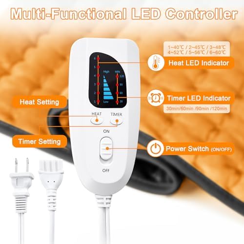 Heating Pad,Electric Heating Pads for Back,Hot Heated Pad for Abdomen,Shoulder,Knee,Multiple Temp and Auto Shut Off