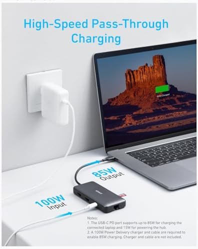 Anker Laptop Docking Station Dual Monitor, 8-in-1 USB C Hub, 4K Dual Monitor with 2 HDMI, 1 Gbps Ethernet Hub, 85W Power Delivery, SD Card Reader for MacBook Pro, XPS and More (Charger not Included)