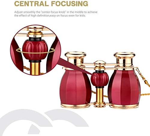 ESSLNB Opera Glasses Binoculars for Women Adults 4X30mm Theater Glasses Compact Binoculars for Theater and Concerts Antique with Case Removable Chain (Red)