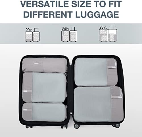 BAGSMART 6 Set Compression Packing Cubes - Lightweight Travel Essentials, Durable Luggage Organizer