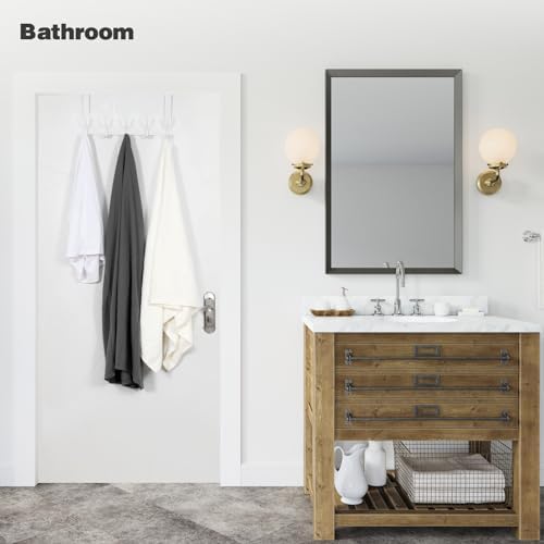 Over The Door Hooks, Door Hanger Hooks for Hanging, Over The Doors Towel Racks for Bathroom with 10 Coat Hook, Coat Rack Bathroom Accessories(2 Pack, White)