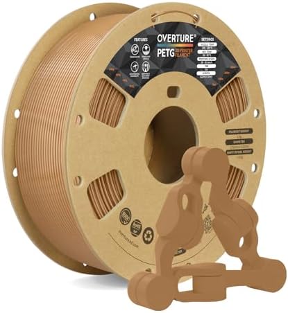 OVERTURE PETG 3D Printer Filament 1.75mm, Neatly Wound Durable PETG 1kg Spool (2.2lbs), Strong Toughness Filament, Dimensional Accuracy +/- 0.02mm, Fit Most FDM Printers (Brown)