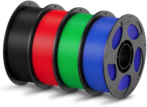 ANYCUBIC PLA Filament 1.75mm Bundle, 3D Printing PLA Filament 1.75mm Dimensional Accuracy +/- 0.02mm, 1KG Reusable Spool (2.2 lbs), 4KG Black + Red + Green + Blue