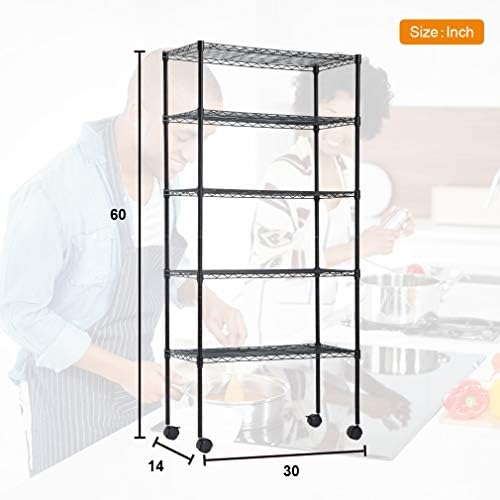 Wire Shelving Unit Metal Shelf Organizer Heavy Duty Wire Rack Storage Unit Rack Utility for Bathroom Office Kitchen (Black, 14" D x 30" W x 60" H)