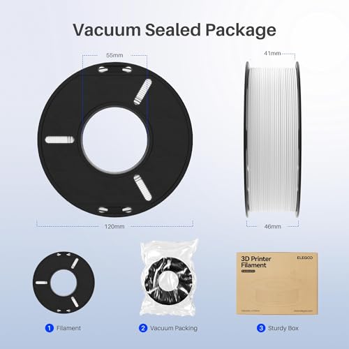 ELEGOO 250g PLA Plus Filament Bundle 1.75mm, 8 Colors 3D Printer Filaments Dimensional Accuracy +/- 0.02mm, 8 Pack 250g Spool Black/White/Space Grey/Translucent/Beige/Neon Green/Pink/Purple