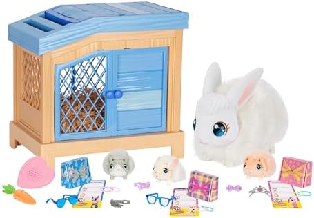 Little Live Pets Bunny Mama Surprise Toy Set, Hutch Interactive Animal Playset with 3 Surprise Babies, 20+ Sounds, Bunny Accessories for Girls Ages 3+