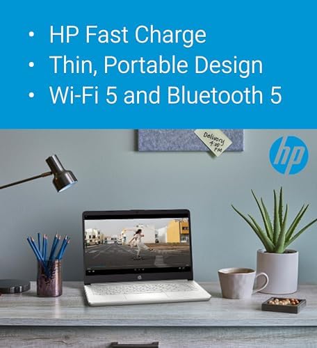 HP 14" Ultra Light Laptop for Student & Home (Intel Quad-Core N4120, 4GB RAM, 128GB(64GB + 64GB SD), 1-Year Office 365) 11-Hr Long Battery Life, Webcam, WiFi, Win 11 Home in S Mode - Snow White