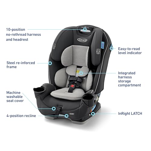 Graco Slimfit 3-in-1 Convertible Car Seat, Ultra-Space-Saving Design, Darcie 2.0, Suitable for Rear and Forward-Facing, Highback Booster Seat with 10-Position Headrest