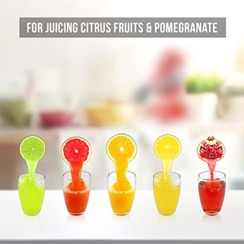 Eurolux Cast Iron Citrus Juicer | Extra-Large Commercial Grade Manual Hand Press | Heavy Duty Countertop Squeezer for Fresh Orange Juice (Bonus Stainless Steel Cup) (Red)