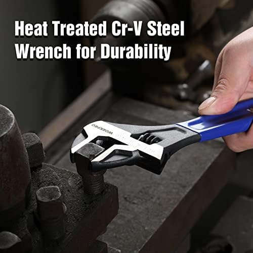 WORKPRO 2-Piece Adjustable Wrench Set, 6-Inch & 10-Inch Wide Jaw Black Oxide Wrench, Cr-V Steel, Metric & SAE Scales, Max Jaw Opening 15/16" & 1-5/16", for Home Repairs, Plumbing, Garage Work