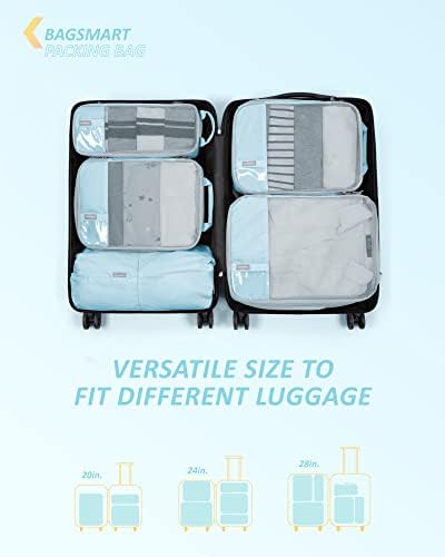 BAGSMART 6 Set Compression Packing Cubes - Lightweight Travel Essentials, Durable Luggage Organizer
