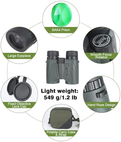 5x25 15.8° Ultra Wide Angle Binoculars for Sports – Large Field of View, 829ft/ 1000yds – Compact Binoculars for Spectator Sports – Portable for NFL, Golf, Tennis, Baseball, Badminton