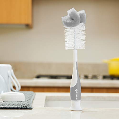 Munchkin® Tidy Dry™ Baby Bottle Drying Rack and 2pk Sponge™ Bottle Brush, Grey