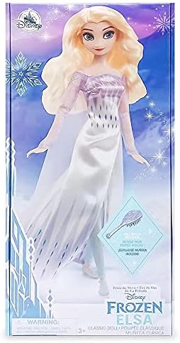 Disney Store Official Disney Princess Classic Doll (Elsa from Frozen 2), 11 Inches, Includes Brush with Molded Details, Fully Posable Toy in Classic Outfit - Disney Princess Toys for Girls