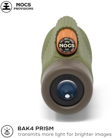 Nocs Provisions Zoom Tube 8x32 Monocular, 8X Magnification Telescope, Bak4 Prism, Wide Field of View for Bird Watching, Backpacking & Wildlife Viewing - Juniper Green II