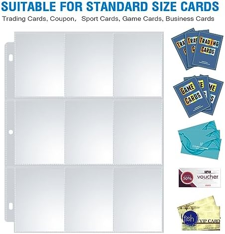 120 Pack 9 Pocket Page Protectors, Sooez Trading Card Sleeves for 3 Ring Binder, Baseball Cards Holder, Protective Pages Sheets for Binders Album, Fit for YuGiOh, MTG, Game, Business & Sports Cards