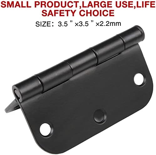 TDCHINGES 30 Pack Rounded Matte Black Door Hinges 3.5 Inch 5/8" Radius Interior 3 1/2 Inch Flat Iron Bifold Easy Installation Standard Hinge No Squeak,Bedroom Indoor for Doors 3 ½" Hardware Controls