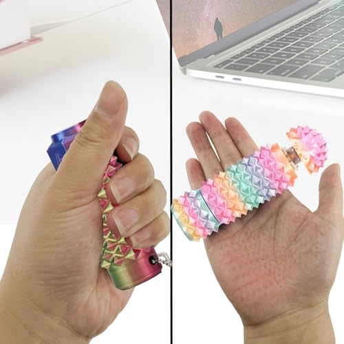 2Pcs Little Ouchies Fidget, Cactus Pain Stim Fidget Toy, Rotating Spiky Grippie Stim Keychain for Anxiety Relief, 3D Printed Portable Stim Tool, Pocket Mini Fidget Toy for Adults Novelty Gifts
