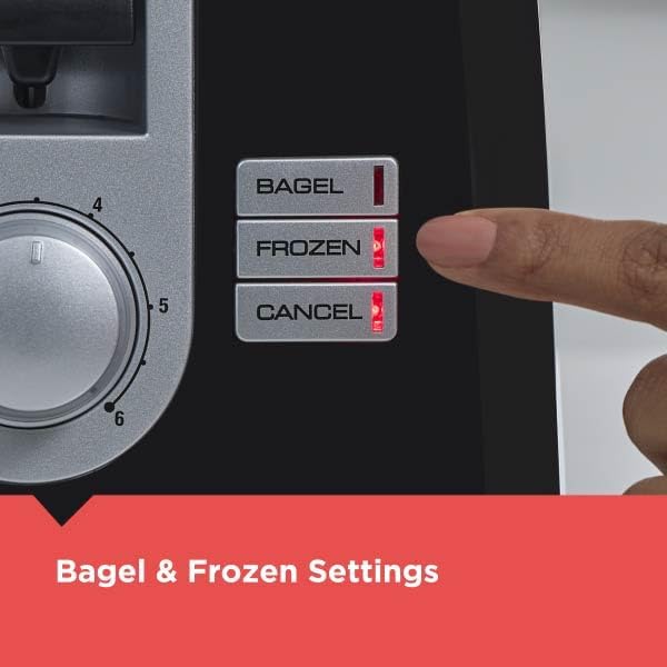 BLACK+DECKER 2-Slice Toaster, T2569B, Extra Wide Slots, 6 Shade Settings, 850 Watts, Crumb Tray, Cancel Button