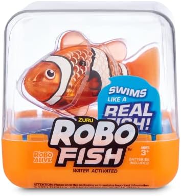 Robo Alive Robo Fish Series 2 (Teal + Orange 2 Pack) by ZURU Robotic Swimming Fish Water Activated, Changes Color, Comes with Batteries, Amazon Exclusive - Teal + Orange (2 Pack), 7165E