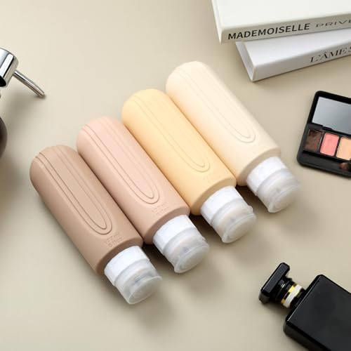 Travel Bottles for Toiletries, Large 6oz Oversize Containers, BPA Free Leak Proof Tubs Refillable Liquid Traveler Accessories with Toiletry Bag for Cometic Shampoo and Lotion Soap (4 Pack)