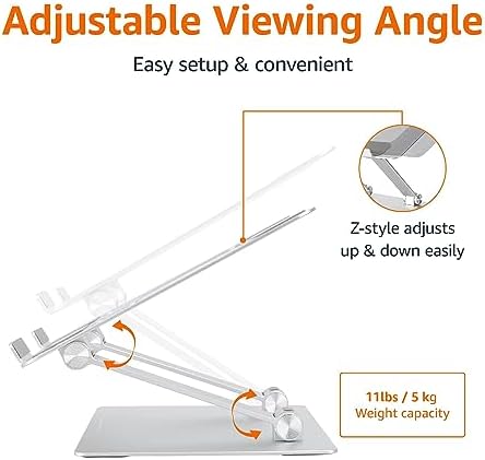 Amazon Basics Sturdy and Portable Ergonomic Laptop Stand for Desk, Adjustable Riser, Fits all Laptops and Notebooks up to 17.3 Inch, Silver, 10 x 8.7 x 6 in
