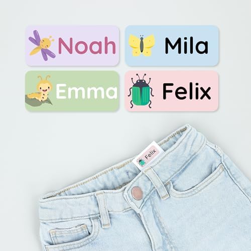 โ Personalized Name Labels for Kids (120) โ Waterproof & Durable Stickers for Clothing, School & Daycare Items - Insects
