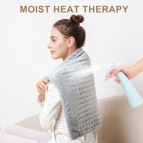 Heating Pad,Electric Heating Pads for Back,Neck,Abdomen,Moist Heated Pad for Shoulder,Knee,Hot Pad for Arms and Legs,Valentines Day Gifts-Auto Shut Off(Light Gray, 20''×24')