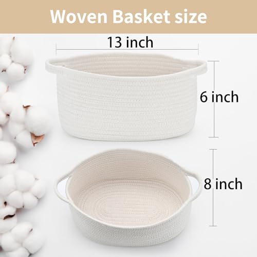 Cute Woven Storage Basket with Handle, Baskets for Gifts Empty, Gift Baskets for Birthday Baby Shower Raffle Burr Fundraising, Decorative Organizer Box for Baby Toy Pet, 13" D x 8" W x 6" H