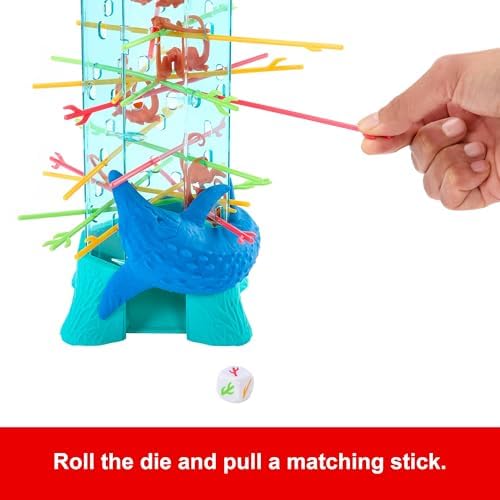 Mattel Games Kerplunk Jurassic World Rebirth Game for Kids & Family with Ocean Tower and Spinosaurus Figures Inspired by The Movie