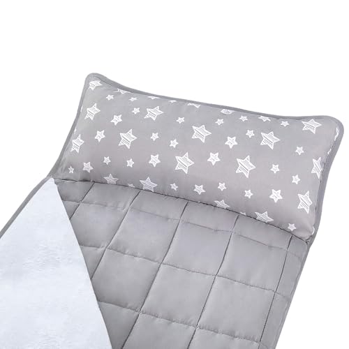 Moonsea Toddler Nap Mat with Fleece Minky Blanket, Lightweight, Soft Perfect for Kids Preschool, Daycare, Travel Sleeping Bag Boys and Girls, 21" x 50" Fit Standard Cot