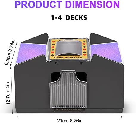 Automatic Card Shuffler 2/1/4/6 Deck,Battery-Operated Electric UNO Poker Shuffler,Playing Card Shuffler for Home Card Game,Travel