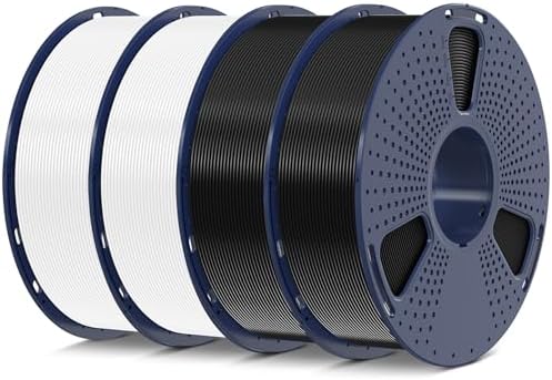 SUNLU 4kg PLA 3D Printer Filament Bundle, Neatly Wound Filament 1.75mm ±0.02mm, Individually Vacuum Packed, 4kg in Total, 1kg per Spool, 4 Pack, 4000g, Black+Black+White+White