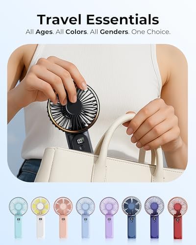 Portable Handheld Fan, 4000mAh, 180 Adjustable, 6 Speed Wind, Display Electricity in Real Time, USB Rechargeable Foldable Personal Fan